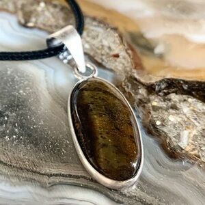 2395 Elegant Silver and Brown Pendant Necklace